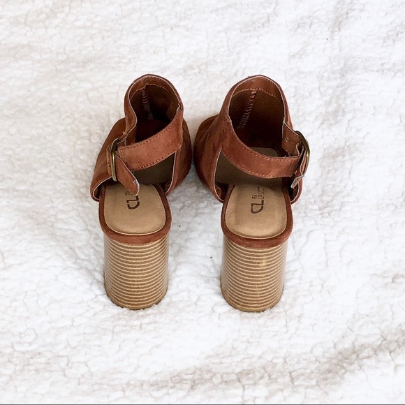 Open-Toed Brown Suede Heels - Picture 2 of 6